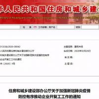 住建部針對疫后砂石企業復產復工保證發布《關于加強新冠肺炎疫情防控有序推動企業開復工工作的通知》